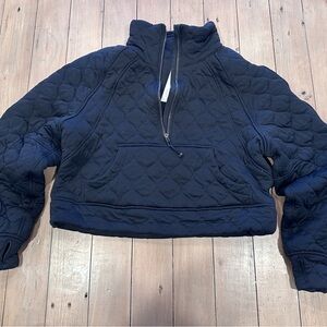 Lululemon Scuba Oversized Cropped Quilted Quarter Zip black medium large